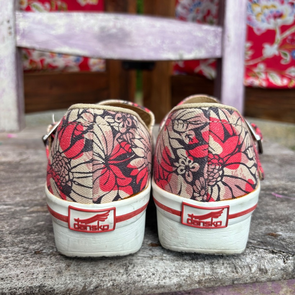 Dansko Pink Floral Valerie Mary Jane Buckle Shoes Boho Chic Size EU 38 US 7.5-8 - Picture 5 of 10